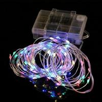 5m zilver koperdraad string licht 50 LEDs 3 x AA batterijen vak Fairy lamp decoratieve licht met afstandsbediening DC 5V - thumbnail