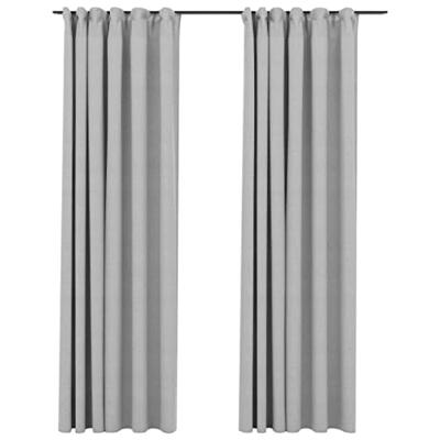 VidaXL Gordijnen linnen-look verduisterend haken 2 st 140x245 cm grijs VidaXL Gordijnen linnen-look verduisterend haken 2 st 140x245 cm grijs