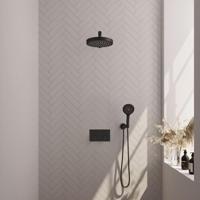 BRAUER Stripe Thermostatische Inbouw Regendouche - drukknoppen - SET 28 - 25cm douchekop - rechte muurarm - 3-standen handdouche - doucheslang - wandaansluitbocht - mat zwart 5-S-419 - thumbnail