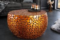 Ronde salontafel STONE MOSAIC 75cm koper metaal mozaiek handgemaakt - 41434 - thumbnail