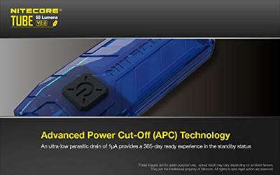 NiteCore Tube 2.0, schwarz Zaklamp werkt op een accu 55 lm 10 g