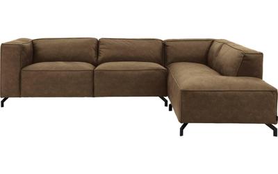 Goossens Bank Calvin groen, micro leer, 3-zits, modern design met ligelement rechts