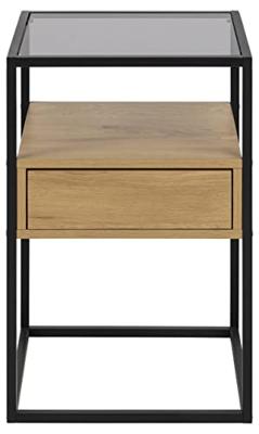 Bendt Nachtkastje 'Maikel' Eiken en glas, kleur Zwart / Eiken Bendt Nachtkastje 'Maikel' Eiken en glas, kleur Zwart / Eiken