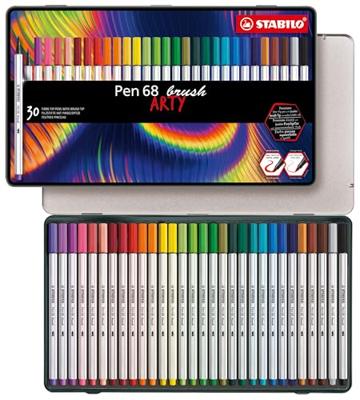 Stabilo pen 68 brush arty metalen doos 30st.