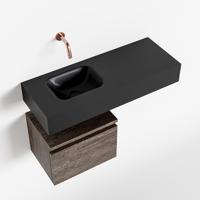 MONDIAZ ANDOR 40cm toiletmeubel dark brown. LEX 80cm wastafel urban links geen kraangat - thumbnail