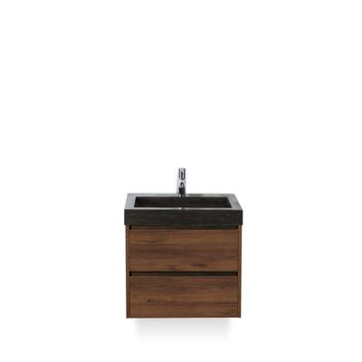 Dante Badmeubelset 60 cm - Walnoot - Wastafel Hardsteen Wit Lucca