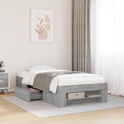 Bedframe bewerkt hout grijs sonoma eikenkleurig 75x190 cm