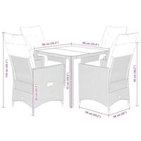 5-delige Tuinset met kussens poly rattan grijs - thumbnail