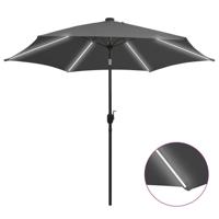 VidaXL Parasol met led-verlichting en aluminium paal 300 cm antraciet - thumbnail
