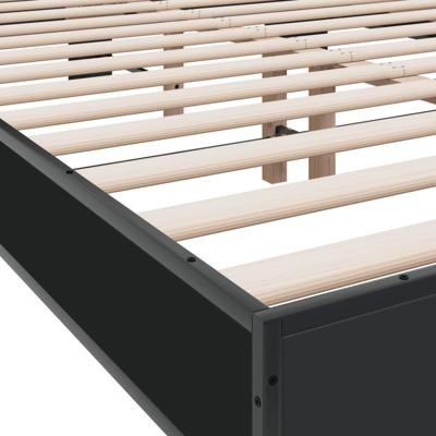 Bedframe bewerkt hout metaal zwart 135x190 cm
