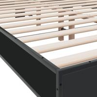 Bedframe bewerkt hout metaal zwart 135x190 cm - thumbnail