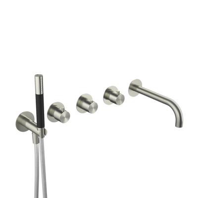 Hotbath Archie Afbouwdeel - Inbouw Bad/Douche Thermostaat 2 Stopkranen met Uitloop - Geborsteld RVS 316