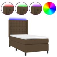 Boxspring met matras en LED stof donkerbruin 80x200 cm - thumbnail