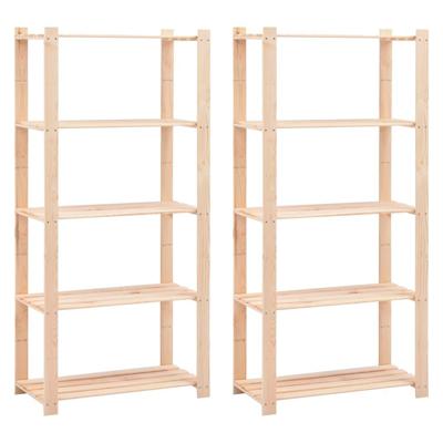 Opbergrekken 5-laags 2 st 80x38x170 cm grenenhout 250 kg