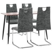 vidaXL 5-delige Eethoek kunstleer zwart - thumbnail