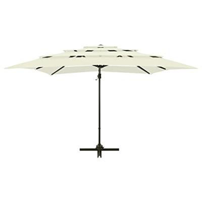 Parasol 4-laags met aluminium paal 250x250 cm zandkleurig