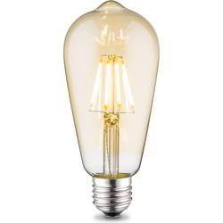 Edison Vintage LED lamp E27 LED filament lichtbron, Deco Drop ST64, 6.4/6.4/14cm, Amber, Retro LED lamp Dimbaar, 4W 400lm 2700K, warm wit licht, geschikt voor E27 fitting Edison Vintage LED lamp E27 LED filament lichtbron, Deco Drop ST64, 6.4/6.4/14cm, Amber, Retro LED lamp Dimbaar, 4W 400lm 2700K, warm wit licht, geschikt voor E27 fitting