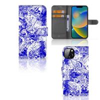 Telefoonhoesje met Naam iPhone 14 Plus Angel Skull Blauw - thumbnail