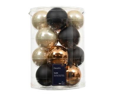 Kerstballen glas d8 cm zwart 16 st Decoris - Decoris