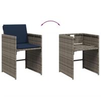 Tuinstoelen 4 st met kussens poly rattan grijs - thumbnail