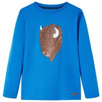 Kindershirt met lange mouwen runderprint 92 kobaltblauw - thumbnail