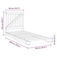 Bedframe met hoofdbord massief grenenhout grijs 90x200 cm - thumbnail