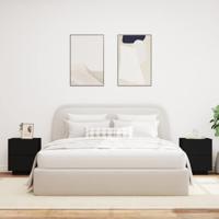 Nachtkastjes met LED-verlichting 2 st bewerkt hout zwart - thumbnail