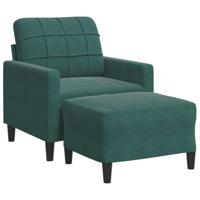 Fauteuil met voetenbank 60 cm fluweel donkergroen - thumbnail