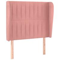 Hoofdbord met randen 83x23x118/128 cm fluweel roze - thumbnail