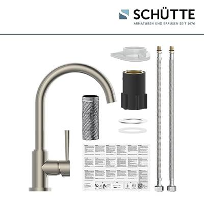 CORNWALL ééngreepsmengkraan keuken met ronde uitloop, roestvrij staal-look elegante kraan met hoge ronde uitloop en draaibereik 360° energiebesparing door cold start functie keramische schijven