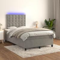 Boxspring met matras en LED fluweel lichtgrijs 120x200 cm - thumbnail