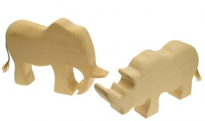 Kids At Work olifant, neushoorn en giraffe houtsnijwerk klein Kids At Work olifant, neushoorn en giraffe houtsnijwerk klein