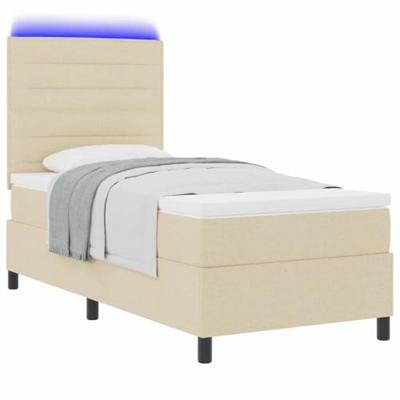 Boxspring bed met matras met hoofdeinde Crème 90 x 190 cm Stof