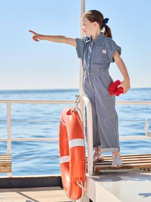 Gestreepte combishort voor meisjes blauw, gestreept