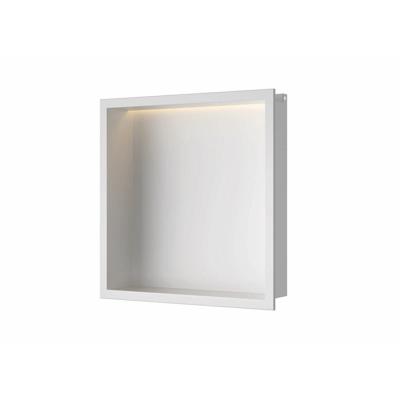 Inbouwnis Luca Sanitair 30x30x6,5 cm RVS Mat Wit PVD + LED verlichting Luca Sanitair Inbouwnis Luca Sanitair 30x30x6,5 cm RVS Mat Wit PVD + LED verlichting Luca Sanitair