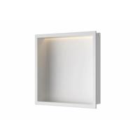 Inbouwnis Luca Sanitair 30x30x6,5cm RVS Mat Wit PVD + LED verlichting - thumbnail