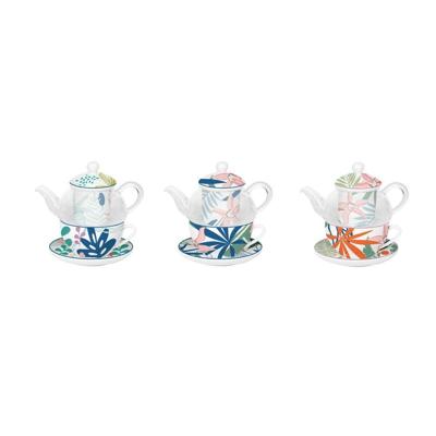 Theepot Spel DKD Home Decor Kristal Porselein Blauw Groen (3 Stuks) Theepot Spel DKD Home Decor Kristal Porselein Blauw Groen (3 Stuks)