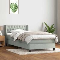 Boxspring met matras fluweel lichtgrijs 90x210 cm - thumbnail