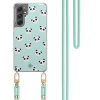 Samsung Galaxy A34 hoesje met mint koord - Panda print - thumbnail
