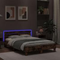 Bedframe met hoofdeinde en LED gerookt eikenkleurig 120x190 cm - thumbnail