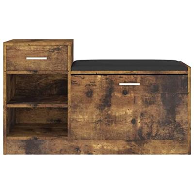 VidaXL Schoenenbank 94,5x31x57 cm bewerkt hout gerookt eikenkleurig