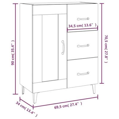 Dressoir 69,5x34x90 cm bewerkt hout grijs sonoma eikenkleurig