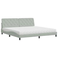 Bed met matras fluweel lichtgrijs 200x200 cm - thumbnail