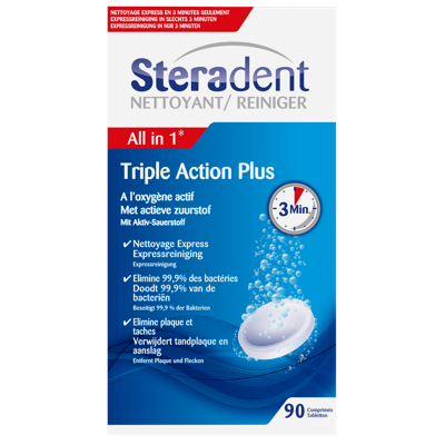 Steradent Triple Action Plus Bruistabletten 90st Steradent Triple Action Plus Bruistabletten 90st