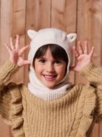 Meisjesmuts met kattenoren ecru - thumbnail