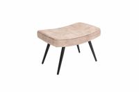 Moderne kruk SCANDINAVIA champagne fluwelen zwarte metalen poten voetenbank - 44027 - thumbnail