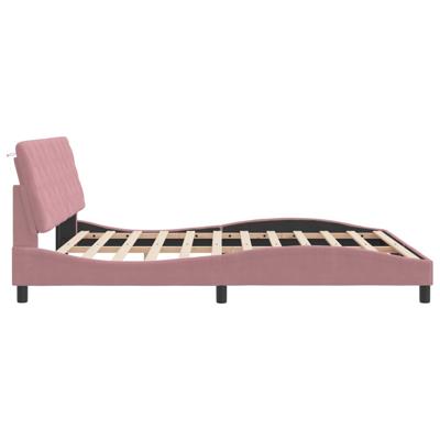 Bedframe met LED zonder matras fluweel roze 200x200 cm