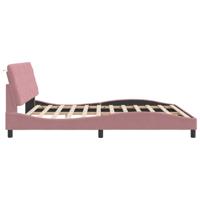 Bedframe met LED zonder matras fluweel roze 200x200 cm - thumbnail