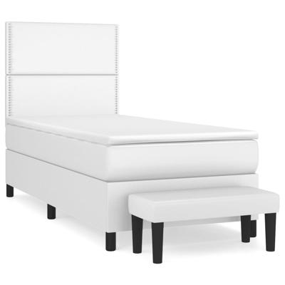 Boxspring met matras kunstleer wit 100x200 cm - thumbnail