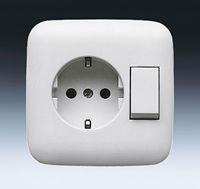 Combinatie wandcontactdoos 1-voudig creme met randaarde - thumbnail